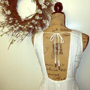 White Free People Sleeveless Open Back Tank